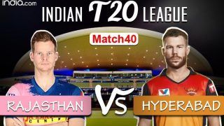 IPL 2020 Live Cricket Score RR vs SRH, Today's Match 40 Live Updates Dubai: Both Sides Look to Get Campaign on Track